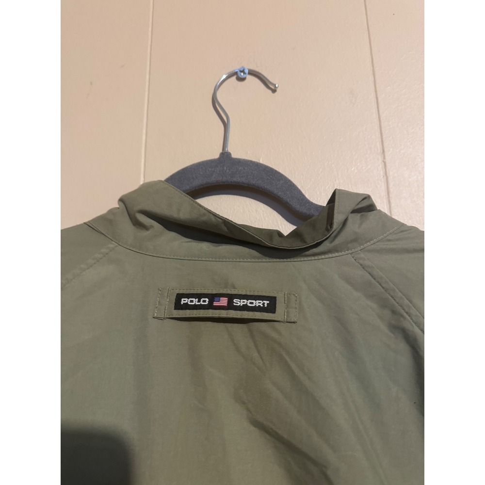 VTG Polo Sport Ralph Lauren Men XL Olive Green Full Zip Windbreaker Jacket Nylon - Picture 7 of 14